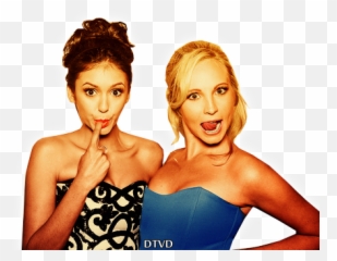 Download Hd Nina Dobrev And Candice - Vampire Diaries Black And White Png,Candice Accola Png
