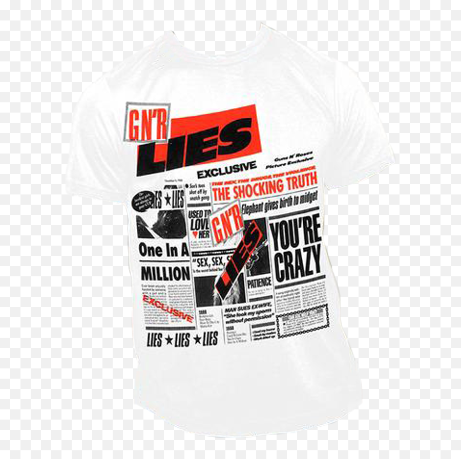 1989 Guns Nu0027 Roses Lies Album Tee - Active Shirt Png,White T Shirt Transparent