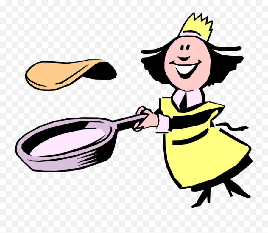 Vector Illustration Of Female Chef Flips Pancake Or - Flipping Pancakes Clipart Png,Female Chef Icon