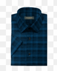 Download Blue Short Sleeved Flannel Checked Shirt - Checked Button Png,Blue Shirt Png