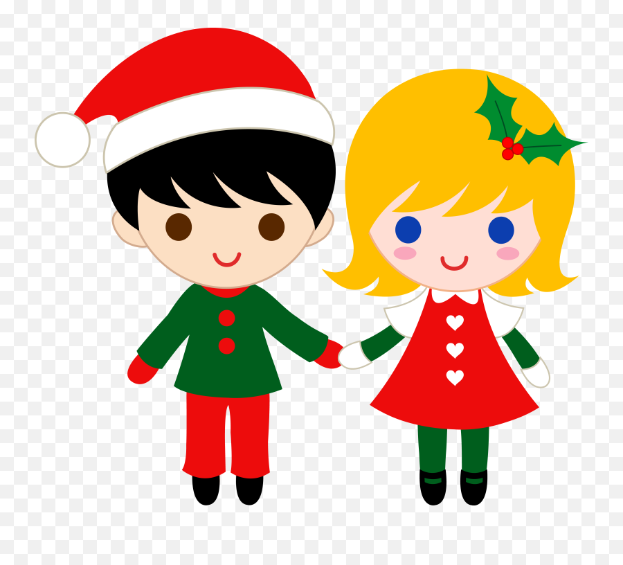 Christmas Kid Couple Hand Clipart Png - Boy And Girl Holding Hands Clipart,Christmas Clipart Png