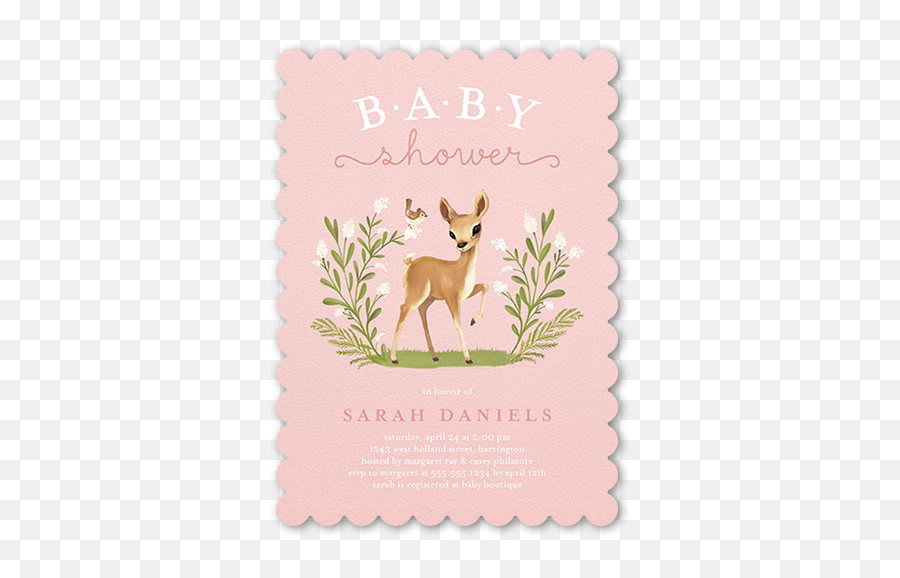 Sweet Deer Baby Shower Invitation Cards Shutterfly - Postage Stamp Png,Baby Deer Png