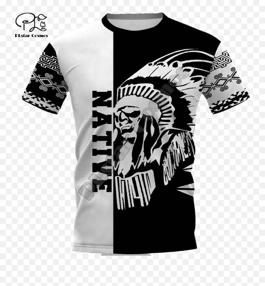 Men Women Unisex Native Indian Blackprinted 3d T Shirt - Monochrome Png,3d Skull Png