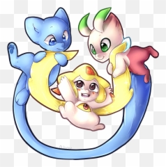 Mew Celebi Jirachi S By Aibou - Fur Affinity Dot Net Celebi Mew Jirachi Png,Celebi Png