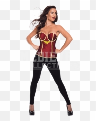 Download Adult Wonder Woman Fishnet Overlay Corset - Wonder Costume Png,Fishnet Transparent Png