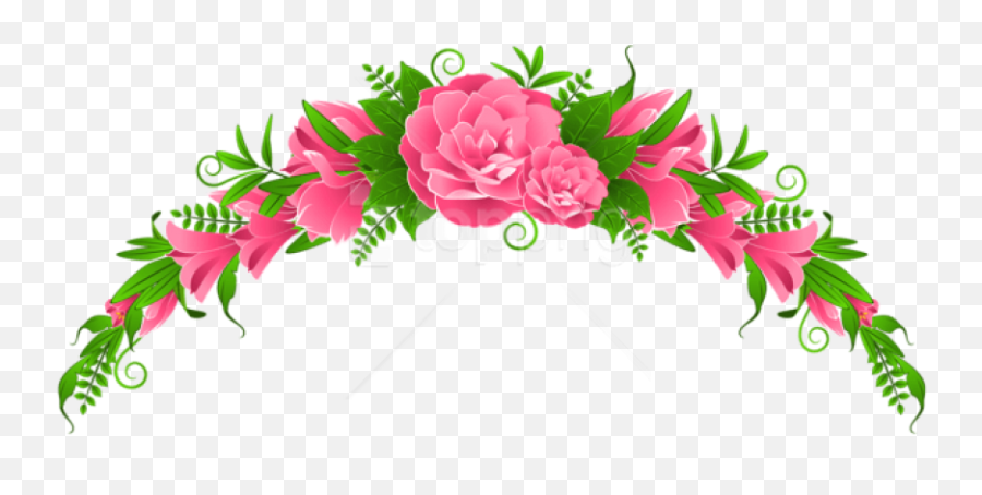 Download Free Png Pink Flowers And Roses Element - Border Flowers Png Hd,Flower Border Transparent