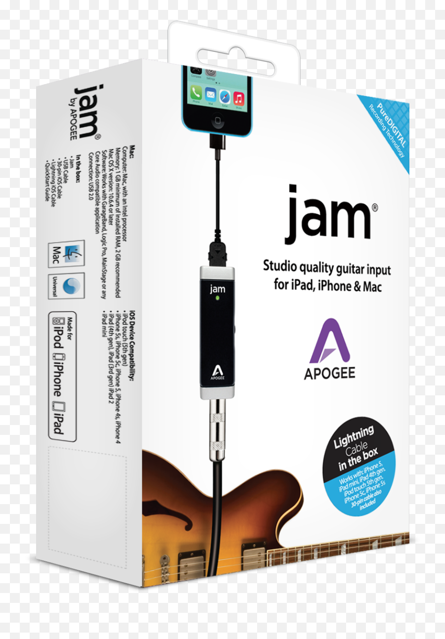 Jam - Guitar Interface For Ipad U0026 Mac Apogee Electronics Apogee Jam Lightning Png,3d Icon For Iphone 4