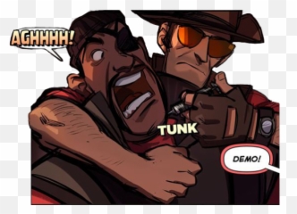 Transparent Sniper And Demoman Tunk - Weird Tf2 Comic Faces png