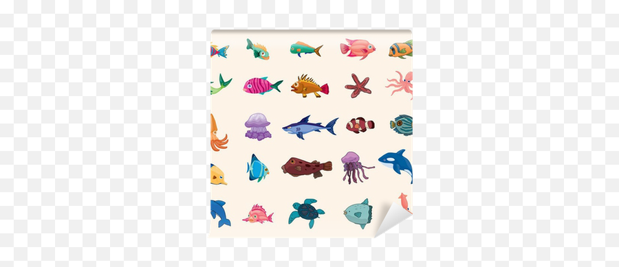 Cartoon Fish Icon Wall Mural U2022 Pixers - We Live To Change Dibujos Animales Con Aletas Png,Fish Icon