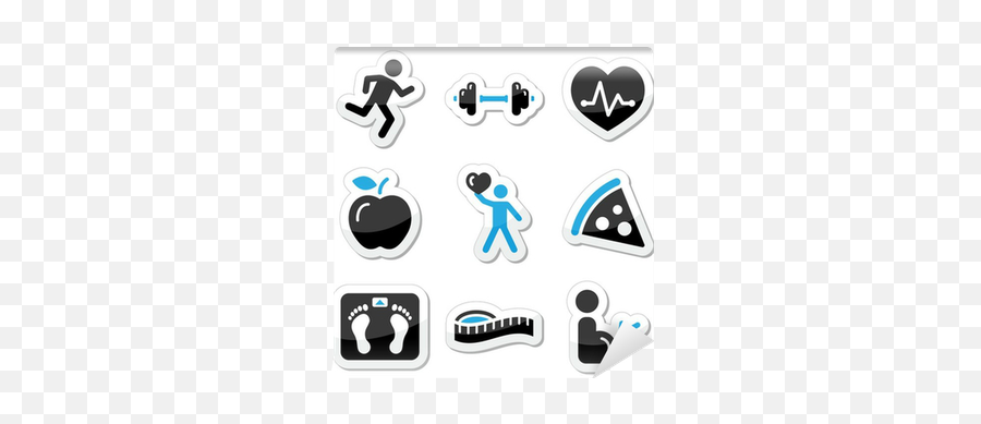 Wall Mural Health And Fitness Icons Set - Pixersus Keep Fit Icon Png,Fitness Icon Vector