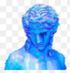 Download Hd Art Vaporwave Lofi Sculpture Angel Blue - Vaporwave Blue Aesthetic Png,Sculpture Png