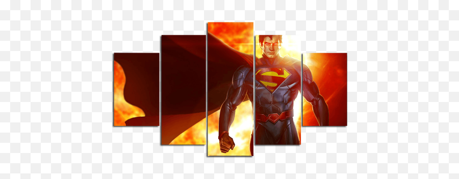 Superman 04 - Dc 5 Panel Canvas Art Wall Decor Infinite Crisis Superman Png,Superman Logo Hd