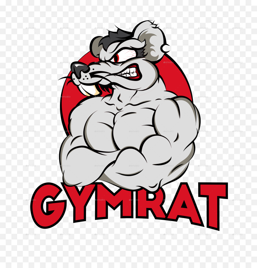 Angry Cartoon Png - Cartoon Muscle Rat Transparent Cartoon Gym Rat Logo Cartoon,Muscle Emoji Png