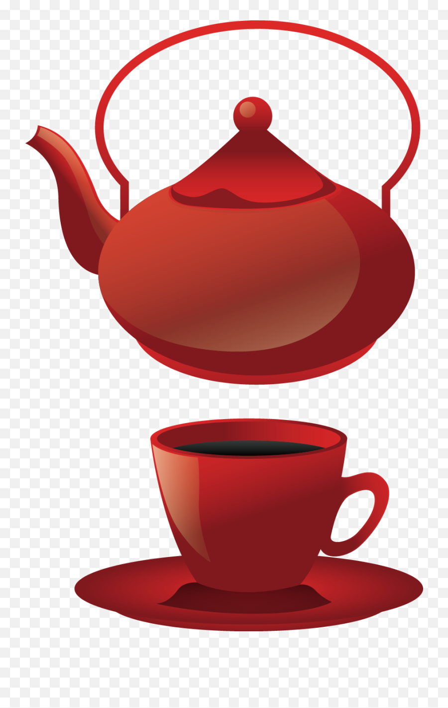 Teapot Coffee Cup Teacup - Vector Painted Red Tea Cup Png Vector Teapot And Cup,Tea Cup Png