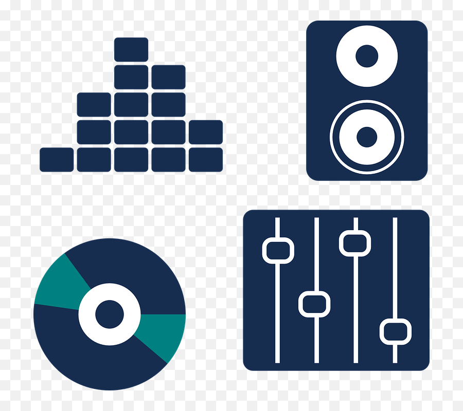 Vector Image Of Set Blue Music Icons Free Svg - Ecualizador Vector Png,Music Icon Png