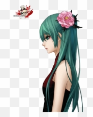 Hatsune Miku Png Transparent - Cool Anime Girl With Green Hair,Miku Png
