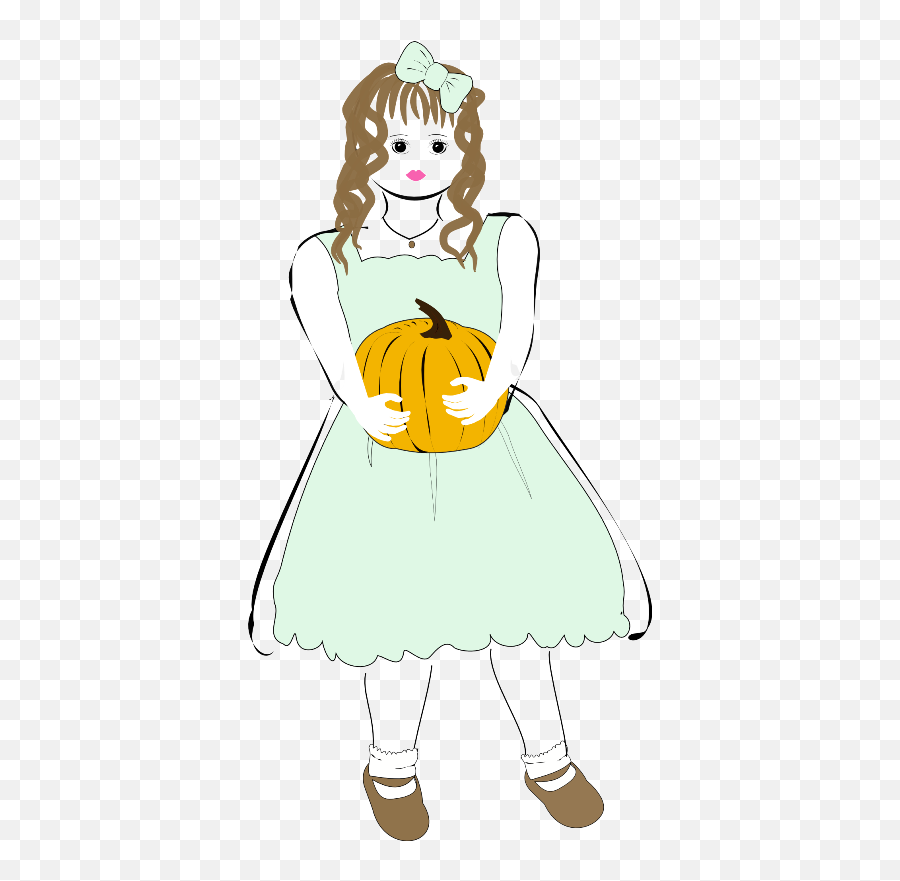 Girl With Pumpkin Archives - Eye Draw It Png,Cartoon Pumpkin Png