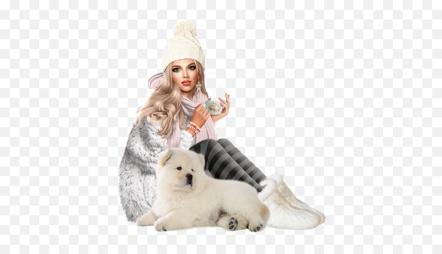 Tube Png Femme Hiver - Samoyed Full Size Png Download Winter,Tube Png