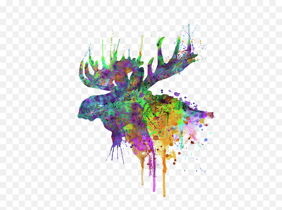 Moose Head Watercolor Silhouette Shower Curtain - Vector Moose Head Silhouette Png,Moose Silhouette Png