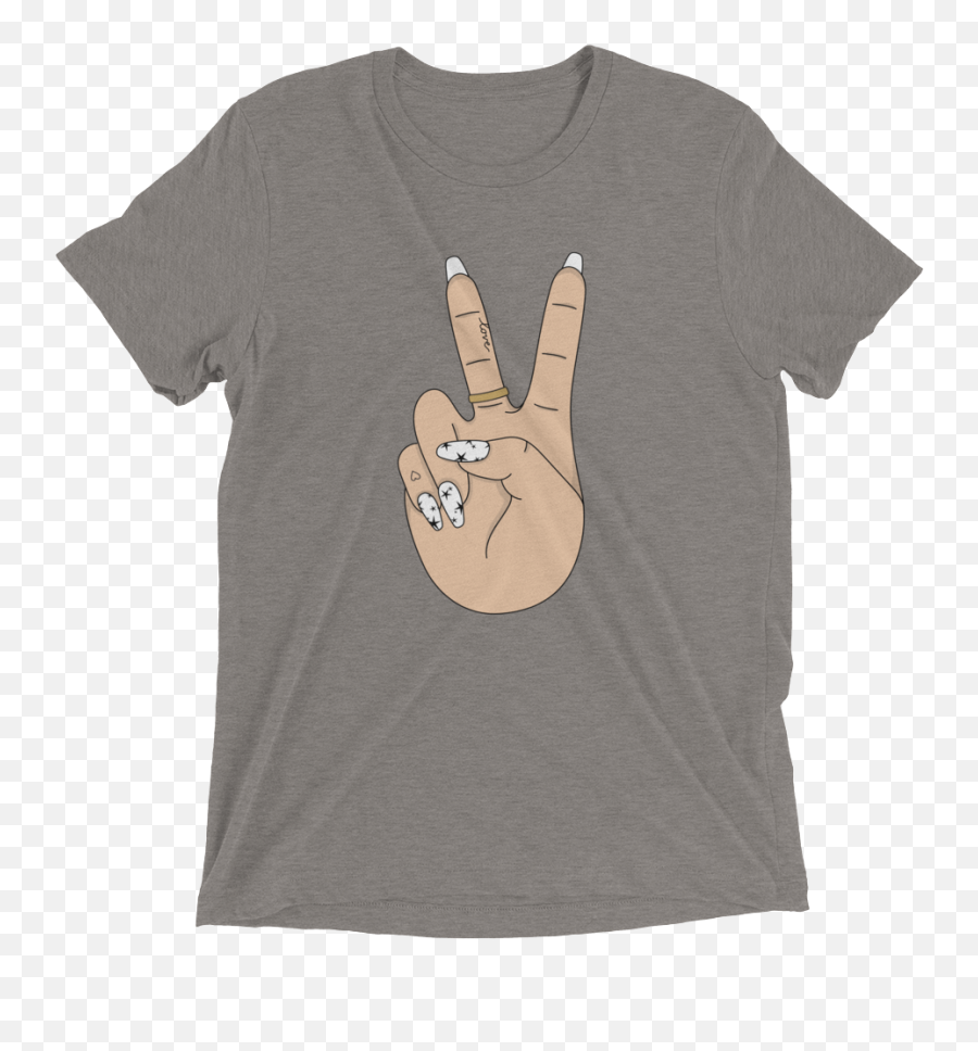 Peace Sign Hand Tri - Blend Tshirt Light Skin Tone Png,Peace Sign Hand Png