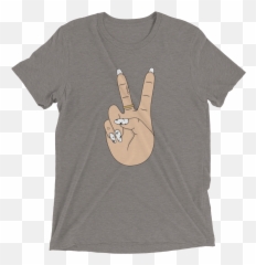 Peace Sign Hand Tri - Blend Tshirt Light Skin Tone png