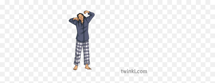 Dr Sante Yawning And Stretch In Pyjamas Illustration - Twinkl Victory Arms Png,Pajamas Png