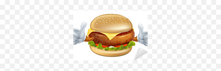 Cartoon Burger Mascot Sticker U2022 Pixers We Live To Change - Hamburguer De Lado Png,Cartoon Burger Png