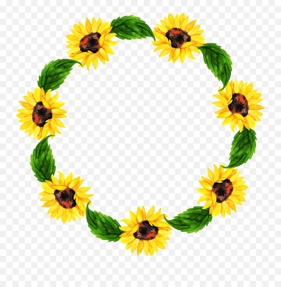 Free Png Watercolor Floral Wreath - Konfest,Watercolor Sunflower Png