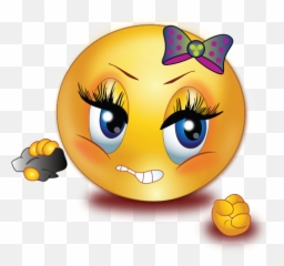 Angry Girl Holding Rock Emoji - Female Sad Face png