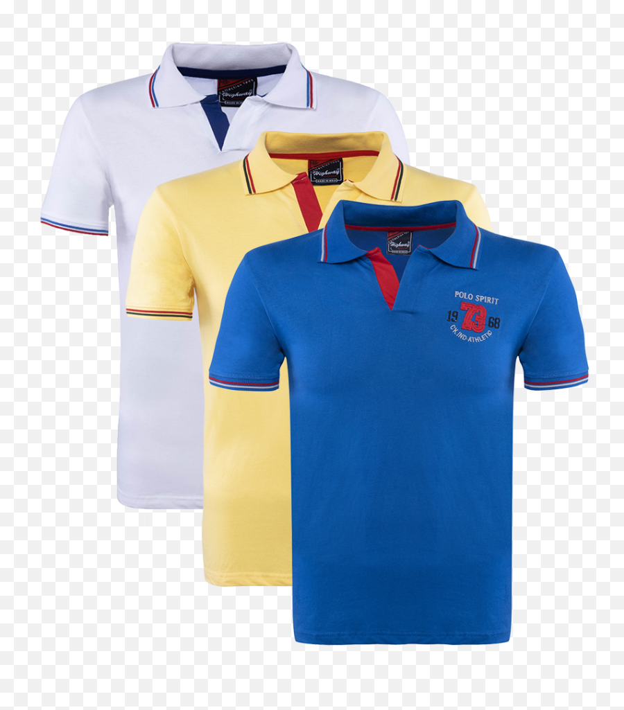 Cotton Polo Collar Half Sleeve T - Shirt Whiteyellow Blue For Mencombo Of 3 Polo Shirt Png,Blue Shirt Png