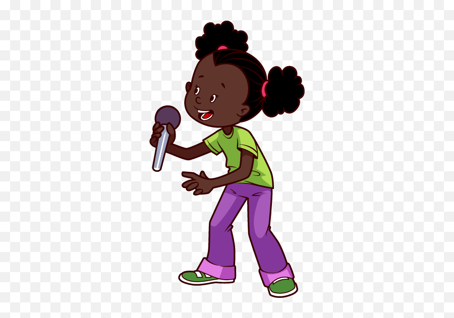 Micrófono Africana Americana De Dibujos Animados Clip - African Children Singing Clipart Png,American Girl Png