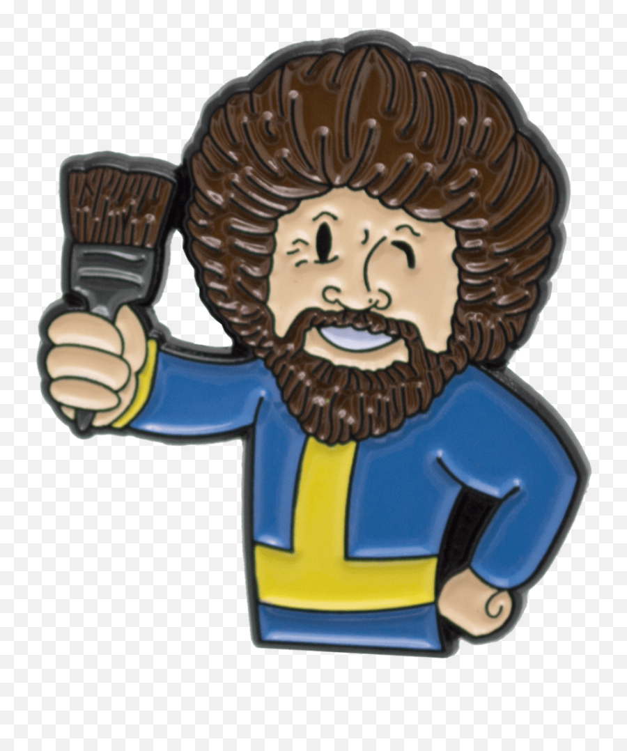 Bob Ross X Vault Boy Fallout Enamel Pin - Bob Ross Cartoon Transparent Png,Bob Ross Png