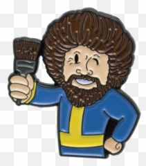 Bob Ross X Vault Boy Fallout Enamel Pin - Bob Ross Cartoon Transparent Png,Bob Ross Png
