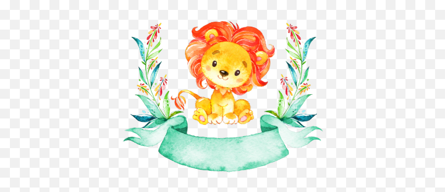 Watercolor Lion Baby Shower Invitation - Baby Lion Nursery Decor Png,Baby Lion Png