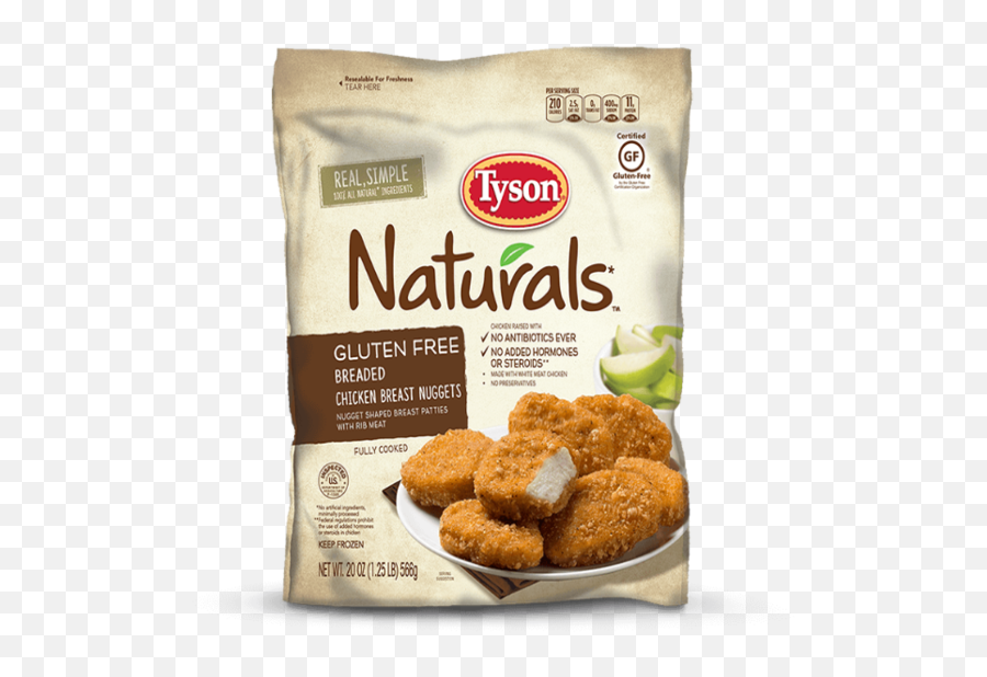 Tyson Naturals Gluten - Free Breaded Chicken Breast Nuggets 20 Oz Tyson Gluten Free Chicken Nuggets Png,Chicken Nugget Transparent