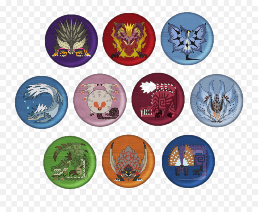 Monster Hunter World Pin Badges - Monster Icons Embroidered Blind Box Monster Hunter Badges Png,Devil May Cry Icon