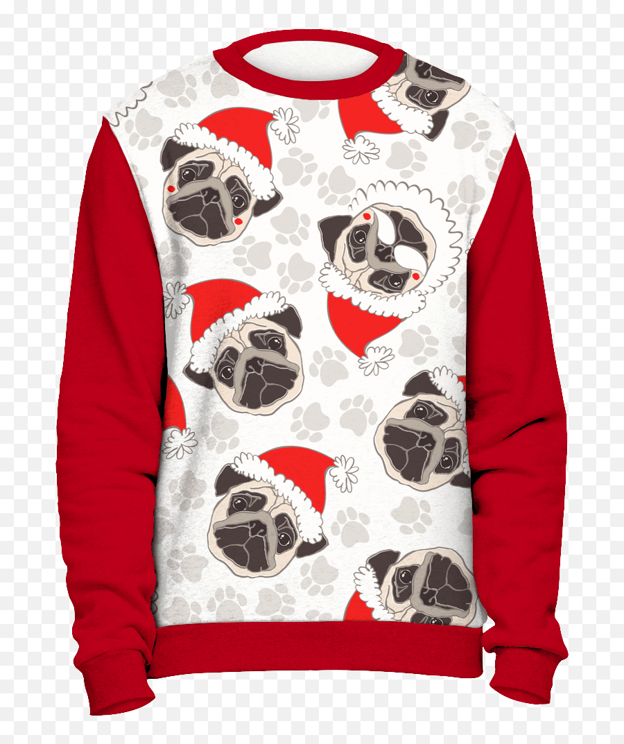 Download Hd All Over Pug Face Christmas Sweater - Kappa Pug Png,Pug Face Png