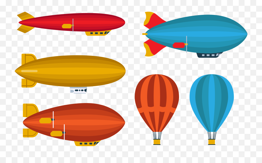 Download Blimp Vector Clip Art - Rocket Hot Air Balloon Png,Airship Png
