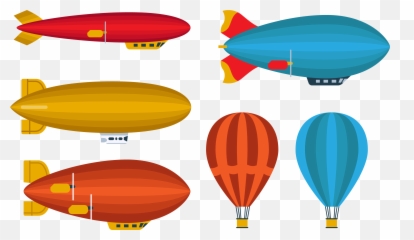 Download Blimp Vector Clip Art - Rocket Hot Air Balloon Png,Airship Png