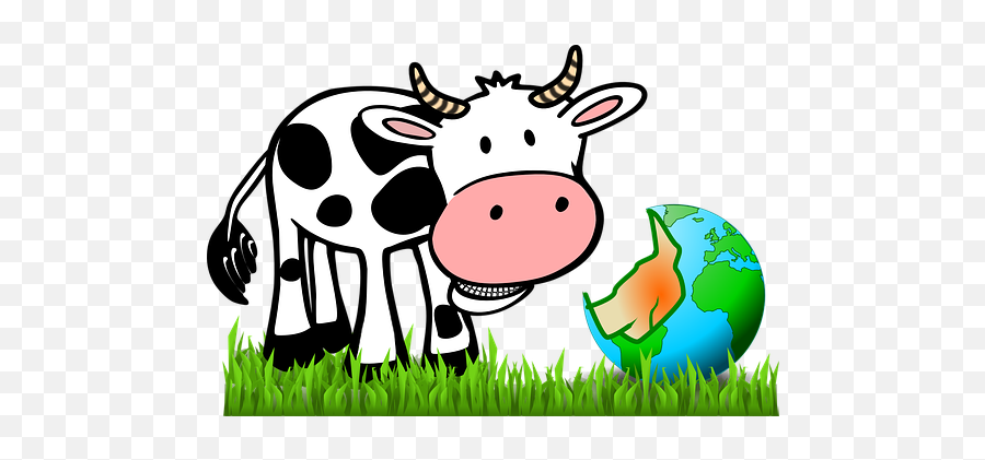 Cow Eating Earth World Funny Cartoon Comic - Face All Cows Chickfila Cow Clipart Png,Cartoon Grass Transparent