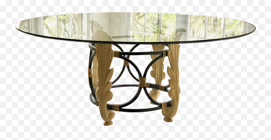 Hollywood Regency Drexel Glass Round - Glass Round Diningt Table Png,Round Table Png