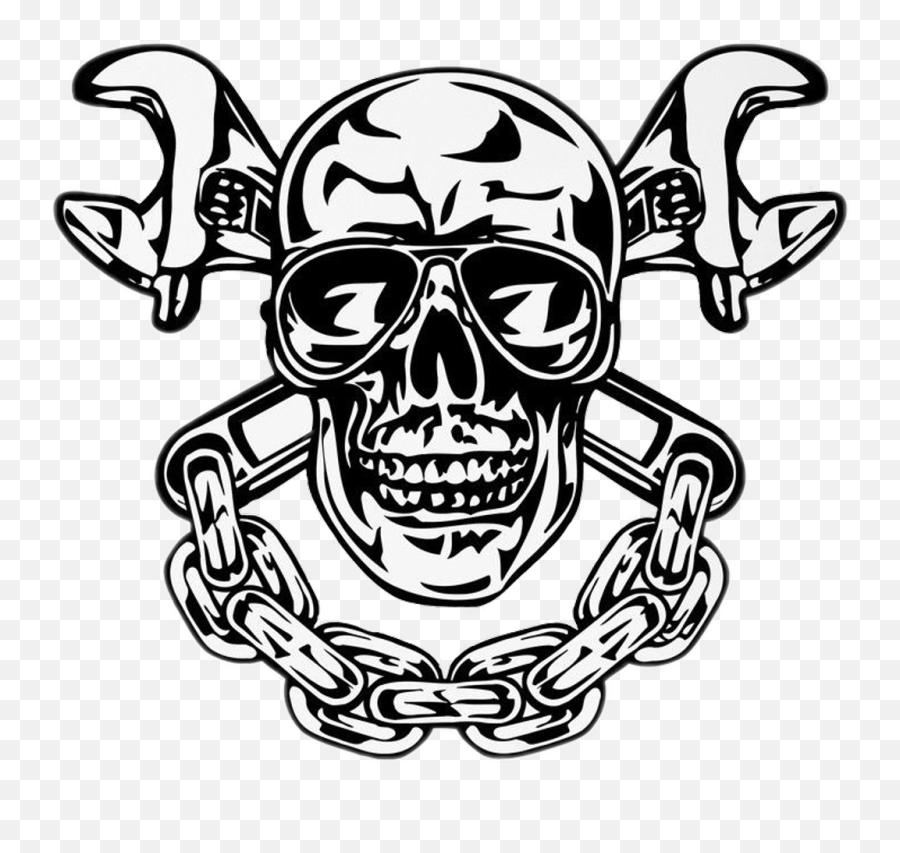 Download Hd Skull Sticker - Clipart Skull And Piston Skull Cross Wrenches Png,Piston Png