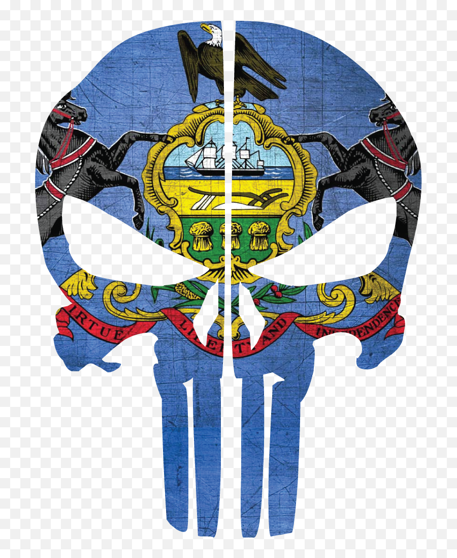 Pennsylvania Flag Punisher Skull Rear Helmet Reflective Decal - Large Punisher Vinyl Decals Png,Punisher Logo Png