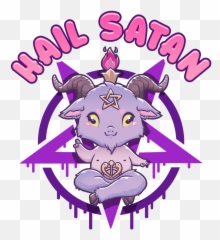 Hail Satan Death Metal Cute Pentagram Baphomet Print Art - Png
