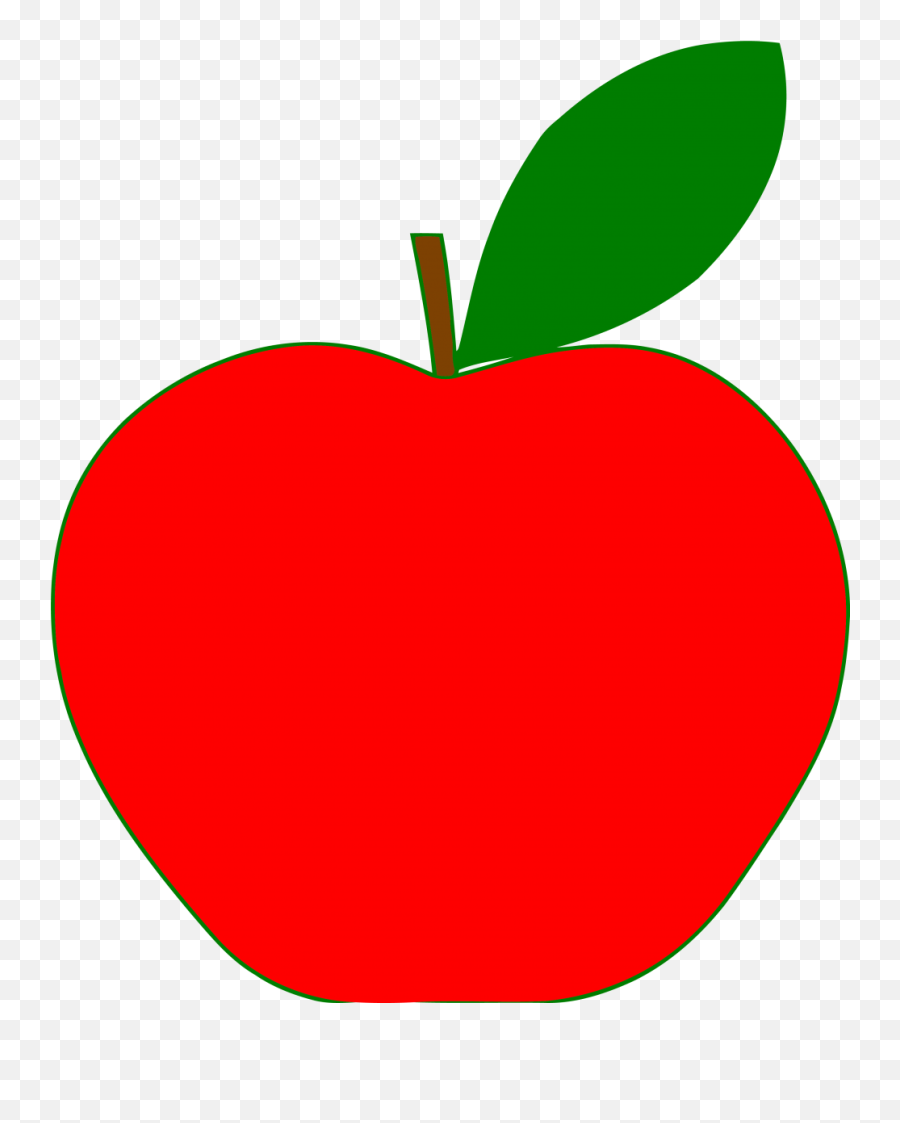 Green Outline Red Apple Clipart Png - One Apple Clipart,Red Apple Png