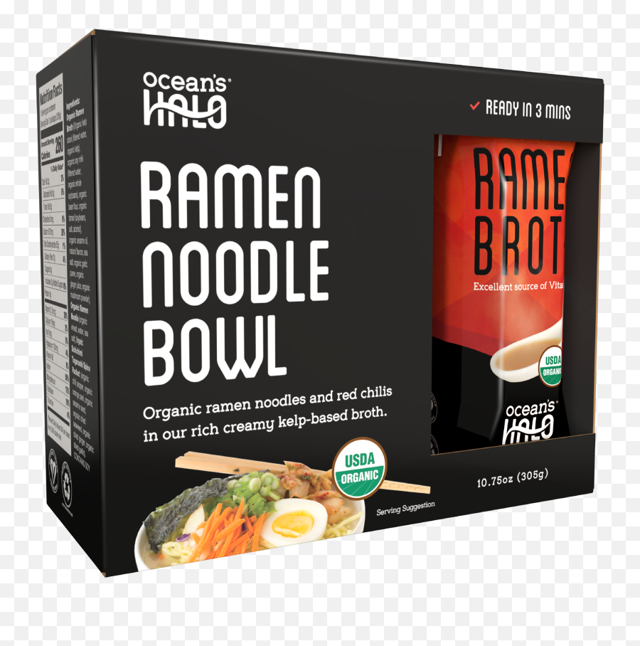 Organic And Vegan Instant Ramen Noodle Bowl 2 Packu2013 Oceanu0027s Halo - Ramen Png,Ramen Noodles Png