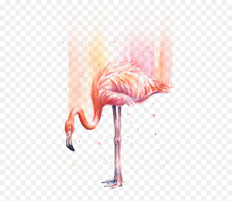 Pink Flamingo Watercolor Rain Greeting Card - Flamingos Water Color Png,Pink Flamingo Icon