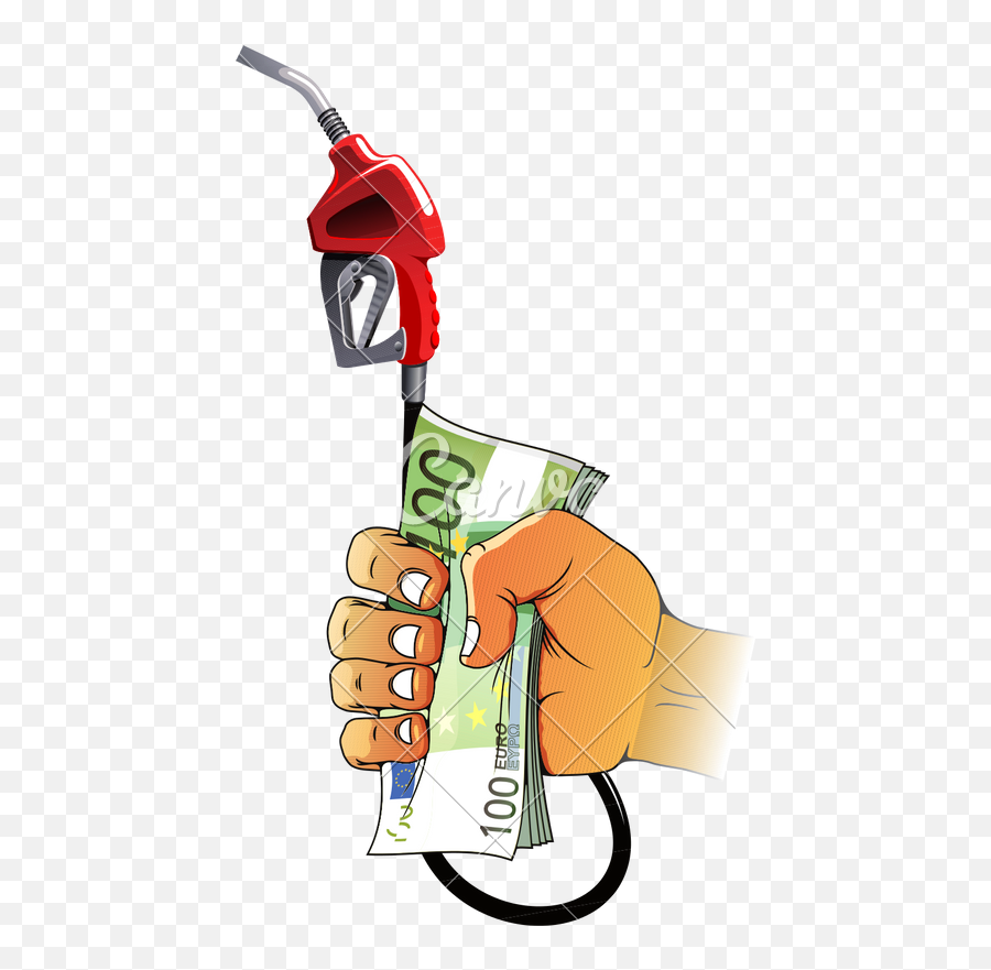 Hand Holding Gasoline Nozzle And Euro Bills - Icons By Canva Cartoon Png,Hand Holding Gun Transparent