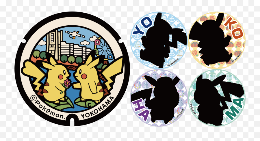 Pokemon Pokémon Manhole Covers Lids Japan Iwate Yokohama - Pokemon Manhole Covers Png,Pikachu Logo