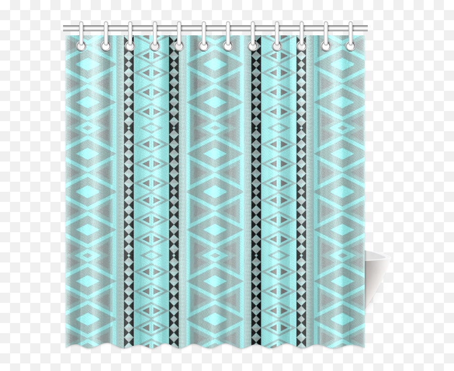 Tribal Border Pattern Vertical Aqua Shower Curtain 69x72 Id D207187 - Vertical Png,Tribal Border Png